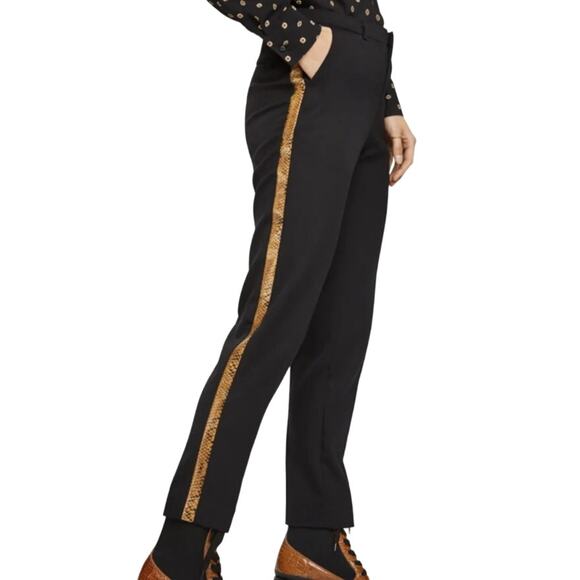Scotch & Soda Atelier No. 4 Tailored Pants Snakeskin Trim Stretch Black XS NWT - Picture 1 of 8